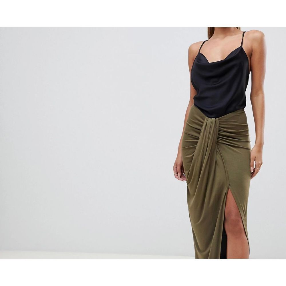NEW WITH TAGS BLACK ASOS DESIGN drape front MINI skirt size 2 retails $30 approx